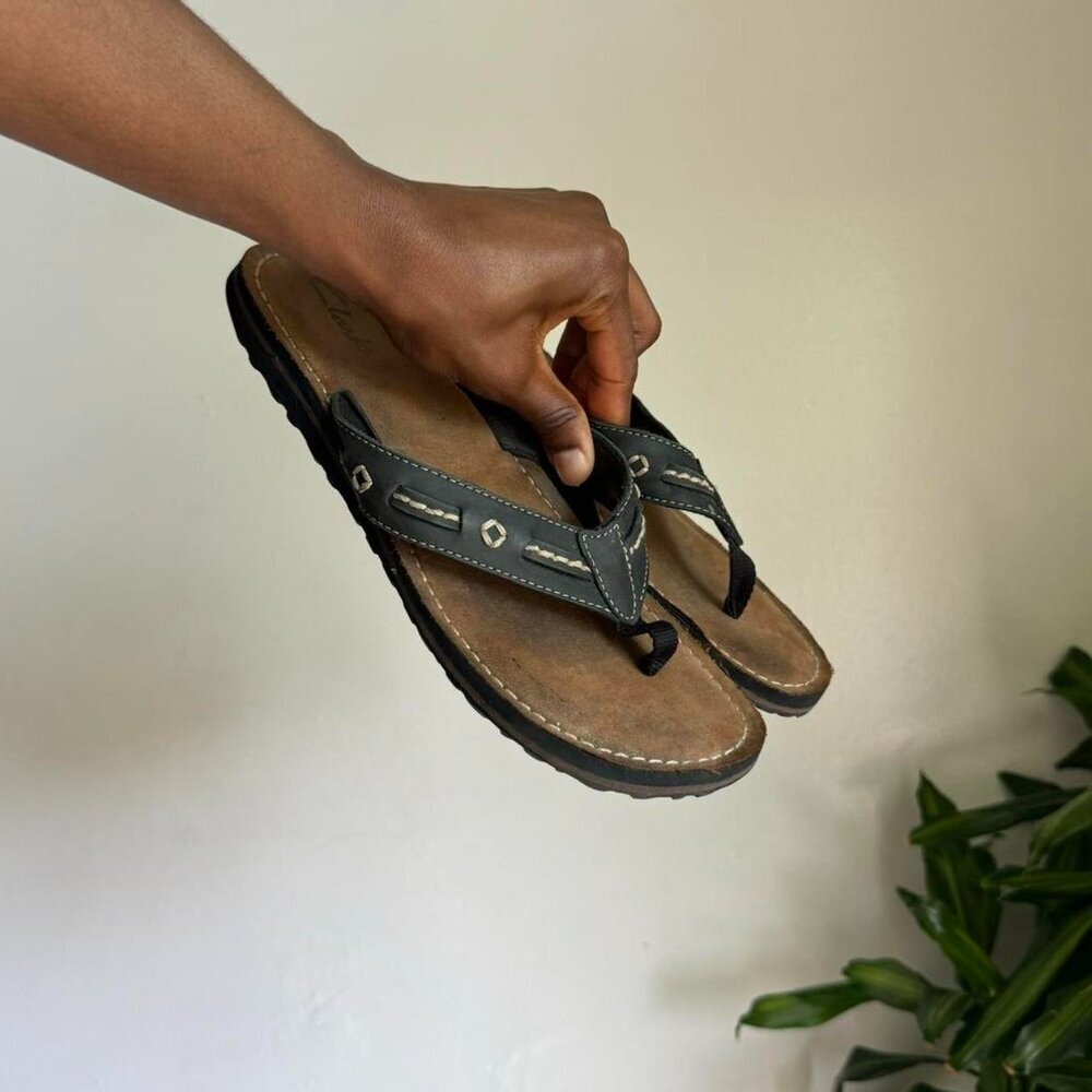 Vintage black women leather upper tribal sandals‎